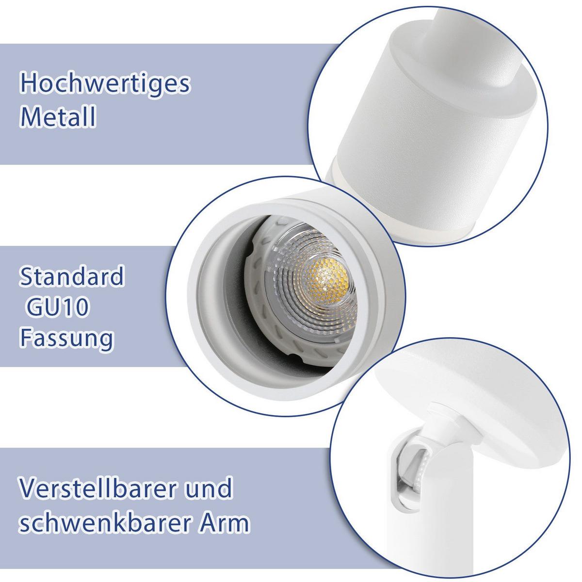 DECKENSTRAHLER Wolfsburg 4-flammig 25/25/17 cm - Weiß, Metall (25/25/17cm) - Nettlife