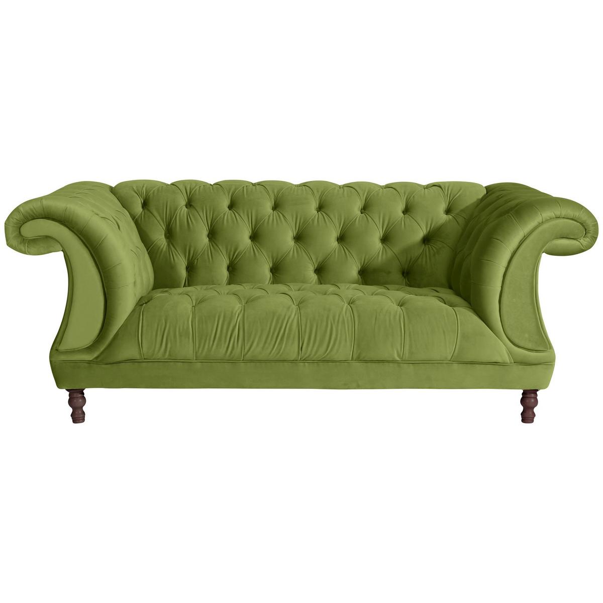 CHESTERFIELD Sofa 2-Sitzer Kaylin Samtvelours oliv - Olivgrün, Kunststoff (200/80/100cm) - 58aufmkessel