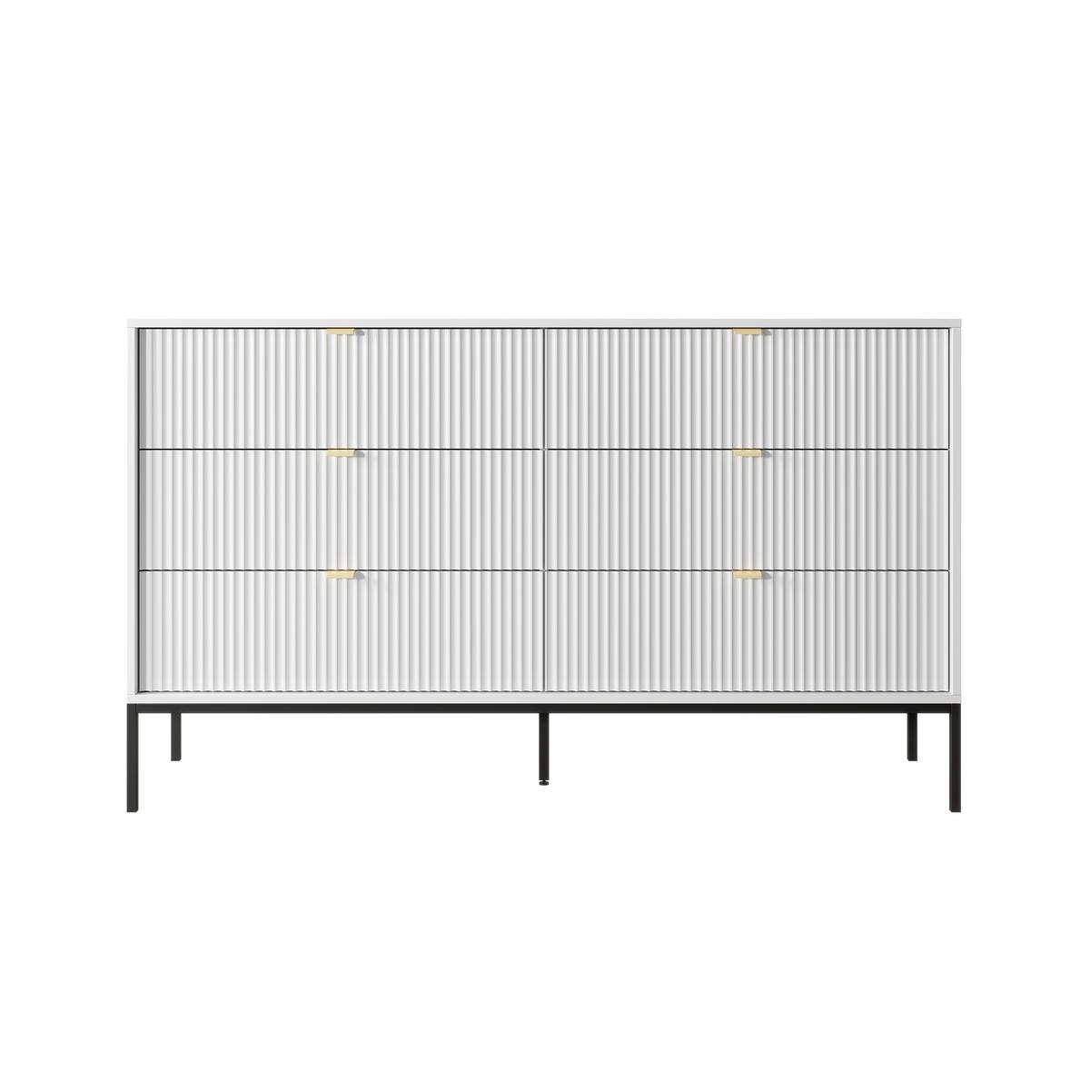 SIDEBOARD STELLARE 154/91/39 cm mit 6 Schubladen Weiß - Weiß, Holzwerkstoff (154/91/39cm) - MASSENO