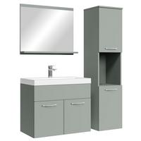 BADMÖBEL-SET Montreal 4 Teile Grau Matt - 60 x 35 x 51 cm - Grün, Holz (60/51/35cm) - Badplaats