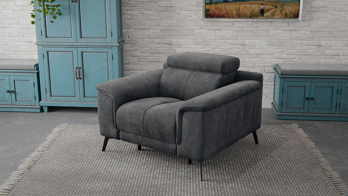 SESSEL FIERO mit Relaxfunktion, dunkelgrau - Dunkelgrau/Schwarz, Holzwerkstoff/Textil (114/82/103cm) - Wozimo