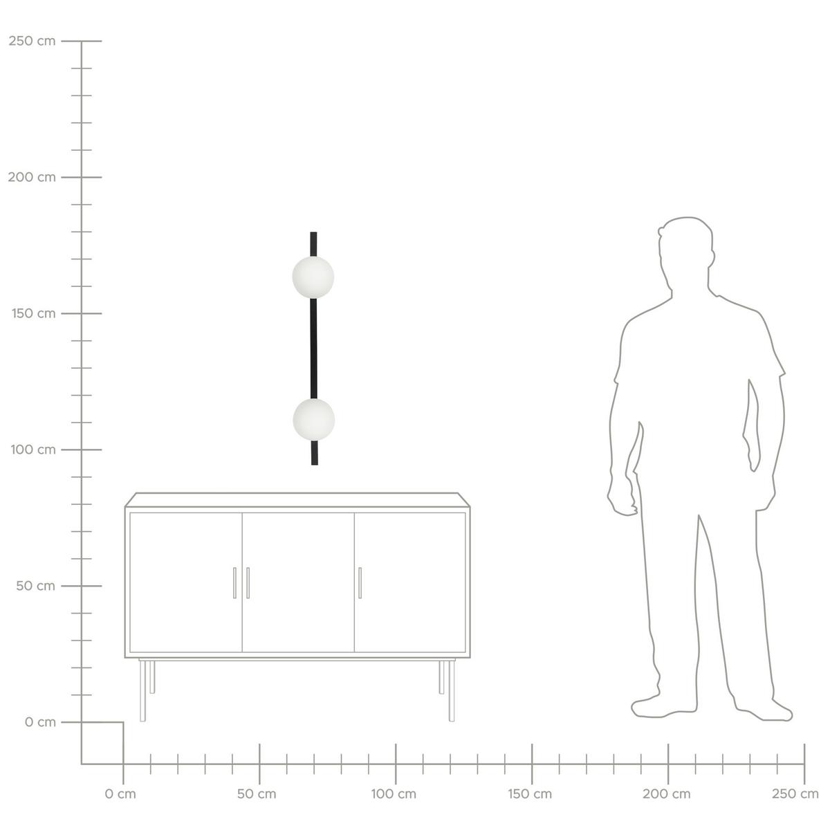 WANDLEUCHTE Isabella 17/15/85 cm - Schwarz, Glas (15/85/17cm) - Beliani