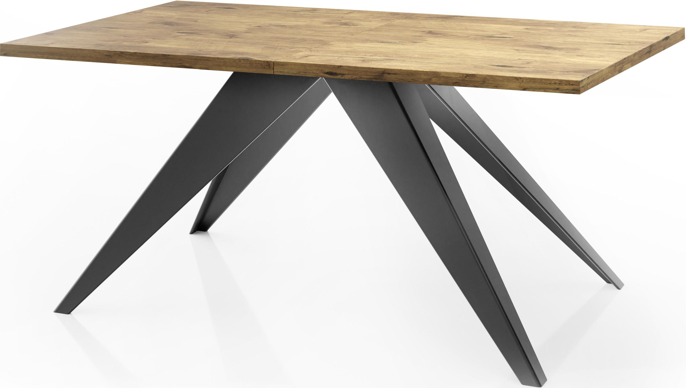 ESSTISCH Vance rechteckig ausziehbar, Lancelot Eiche 160-260/90/76 cm - Eichefarben/Schwarz, Holzwerkstoff/Metall (90/260/76cm) - WFL GROUP