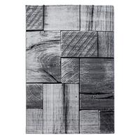TEPPICH Kurzflor DRAU in Schwarz, in 3D-Holzoptik, 240 x 340 cm - Grau, Textil (340/240cm) - KADIMA DESIGN