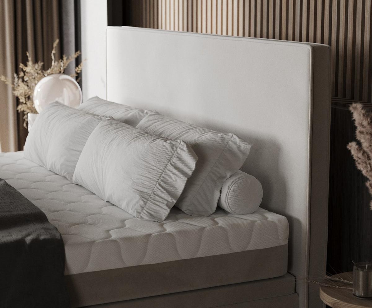 BOXBETT Zalla 140/200 cm Hellbeige im Paros Stoff - Beige/Schwarz, Holz/Holzwerkstoff (140/200cm) - AltaBeds