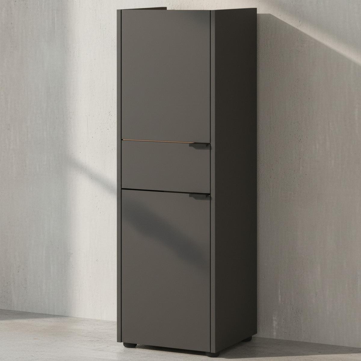 MIDISCHRANK mit Schublade aus Eiche-Optik mit Soft-Close-Funktion, Grau-Beige 34x34x111 cm - Grau, Holz/Metall (34/111/34cm) - KADIMA DESIGN
