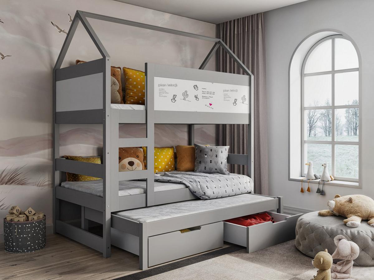 ETAGENBETT TAMI mit Bettkasten 80x160 cm Hellgrau - Grau, Holz (80/160cm) - MASSENO