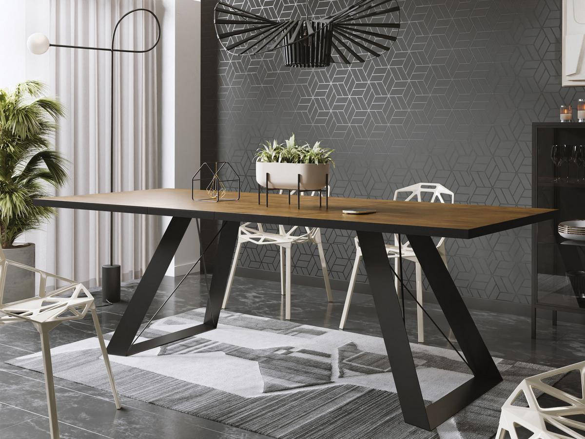 ESSTISCH Colter rechteckig ausziehbar, Lefkas Eiche 140-240/80/76 cm - Alteiche/Schwarz, Holzwerkstoff/Metall (80/240/76cm) - WFL GROUP