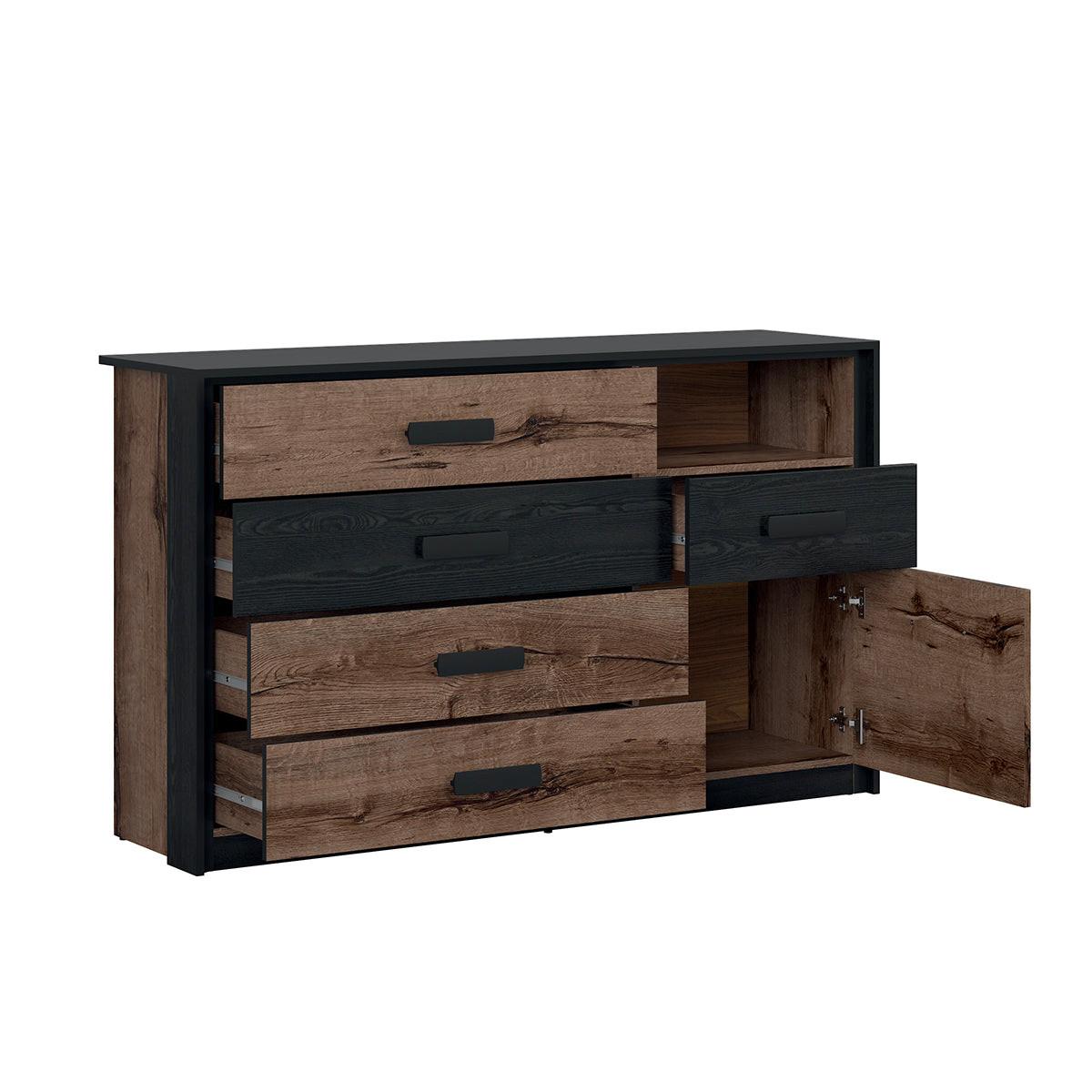 KOMMODE Romane Holz und Schwarz - Schwarz, Holzwerkstoff (150/90/41cm) - Petits-meubles
