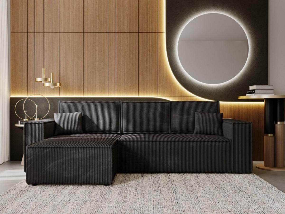 ECKSOFA Prato XL Schwarz - Schwarz, Holz/Kunststoff (280/170cm) - Graingold