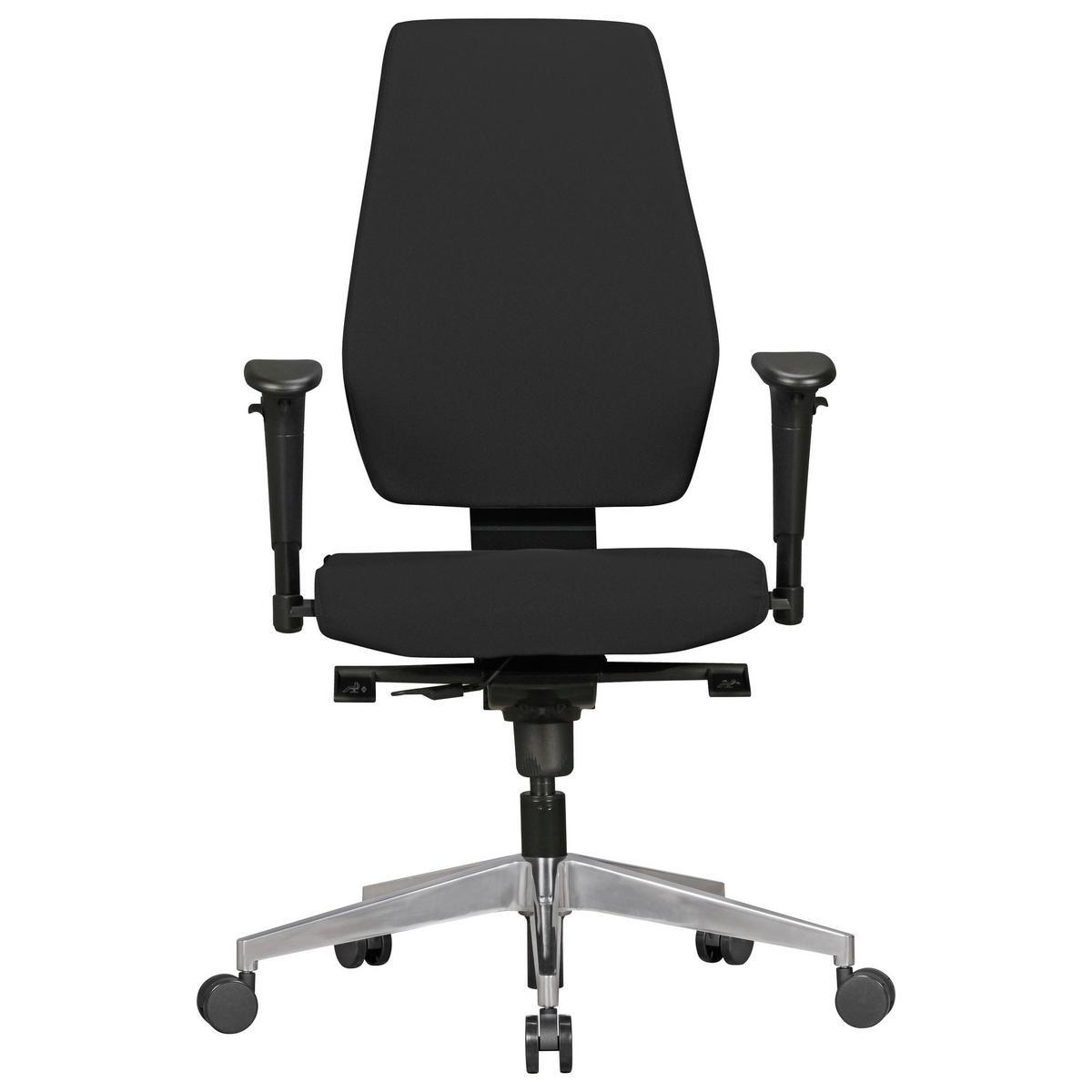 BÜROSTUHL Schwarz Stoff drehbar mit Synchronmechanik und Armlehnen bis 120 kg DARIUS - Silberfarben/Schwarz, Textil/Metall (70/119/63cm) - KADIMA DESIGN