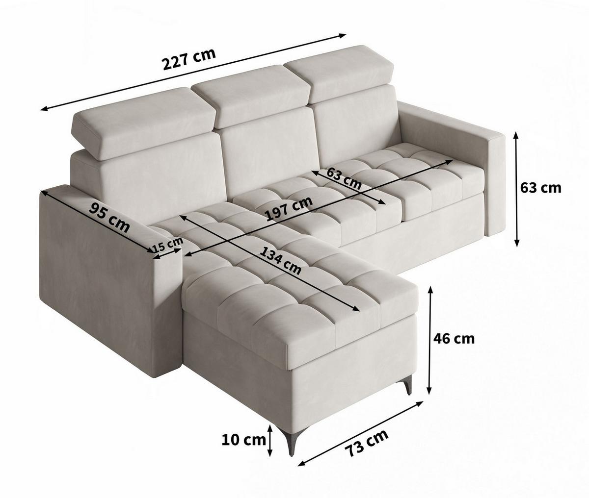 ECKSOFA KAME Gelb Plüsch-Stoff mit Schlaffunktion - Gelb/Schwarz, Holz/Textil (227/168cm) - MASSENO