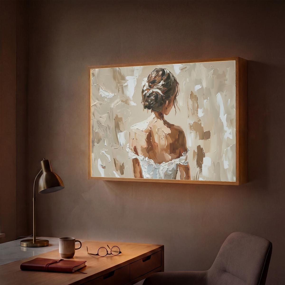 WANDLEUCHTE MIT AKKU Frau - Farbe - Abstrakt - Beige - Modern 100x70 cm - Hellbraun, Holzwerkstoff (100/70/8cm) - OnlyWow