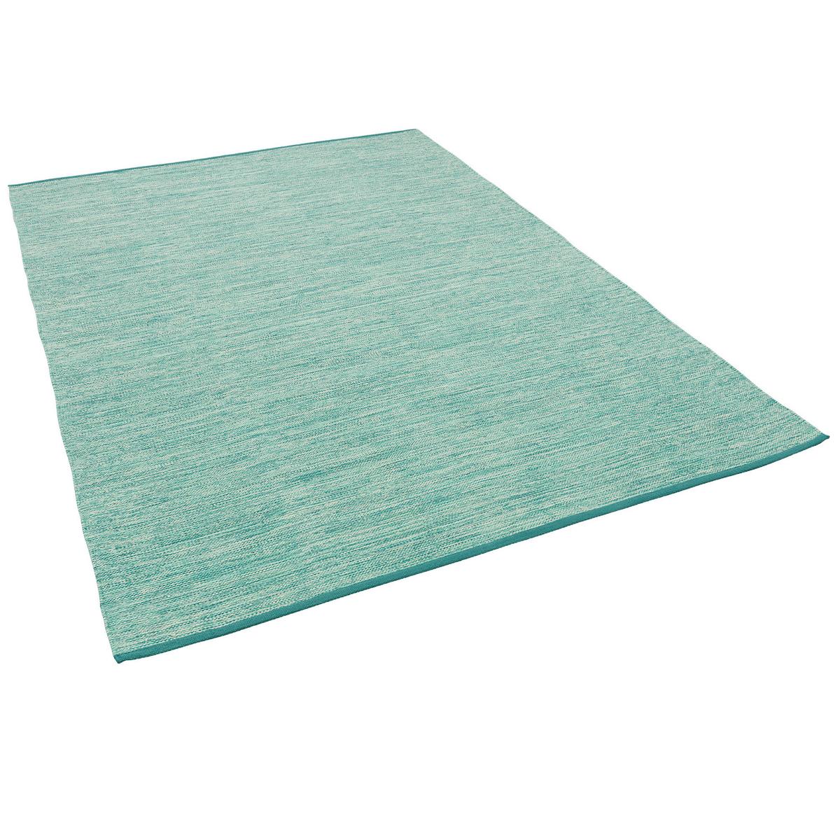 BAUMWOLLE NATUR KELIM TEPPICH EASY MELIERT - Türkis, Textil (70/140cm) - Pergamon
