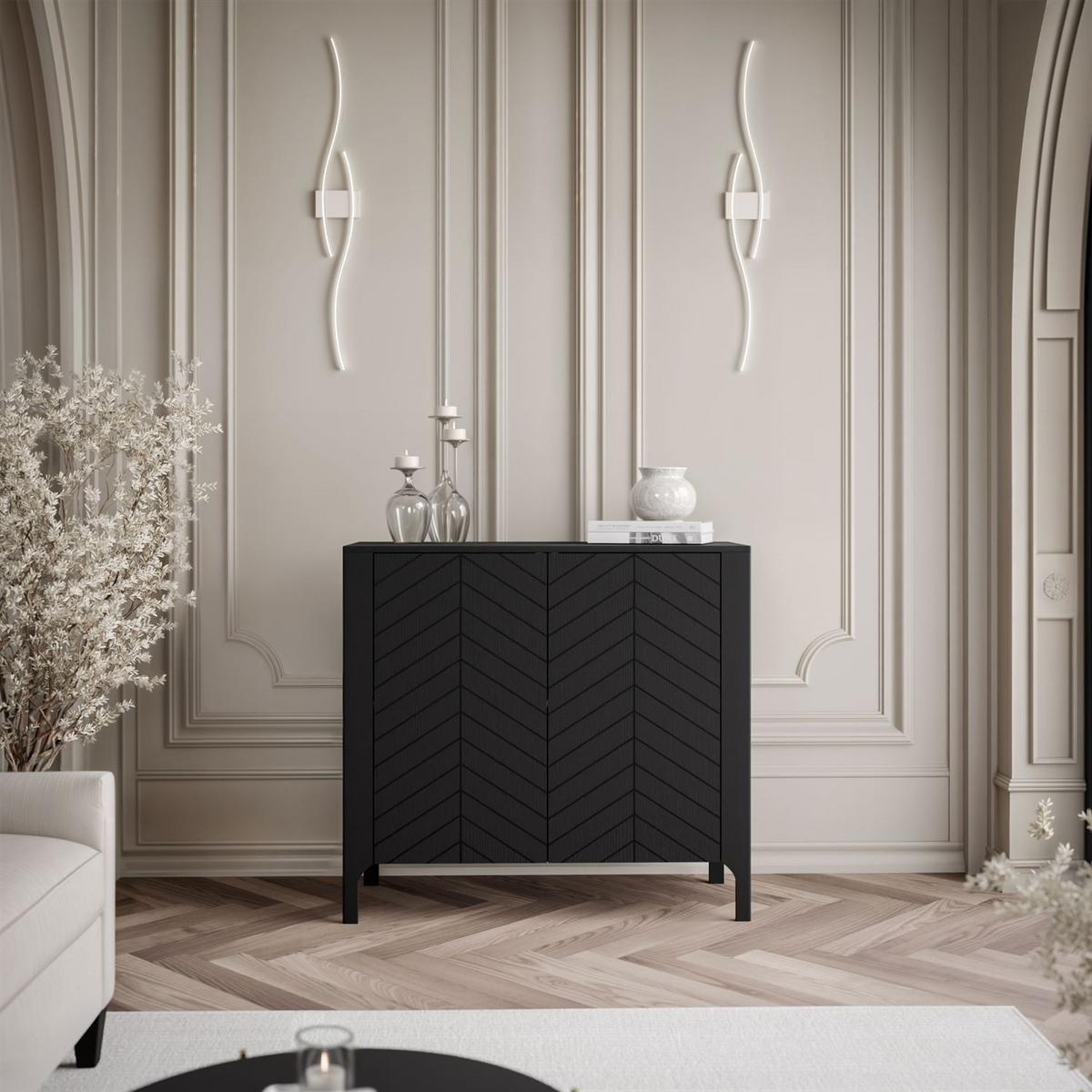 HIGHBOARD LUMI 103 cm, Schwarz - Schwarz, Holzwerkstoff (103/95/41cm) - Lookway