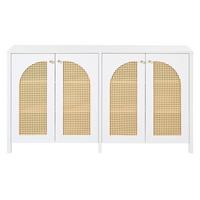 SIDEBOARD mit Kunst-Rattan-Türen Verstellbaren Regalen - Weiß, Holzwerkstoff (145/40/80cm) - Urban Meuble
