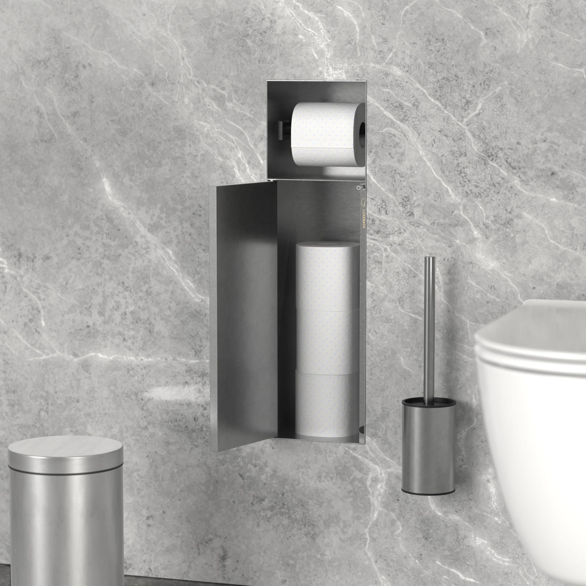 UNTERPUTZ-SCHRANKMODUL WC aus Edelstahl Silber 60x20x14 cm - Silberfarben, Metall (14/60/20cm) - LuxeBath