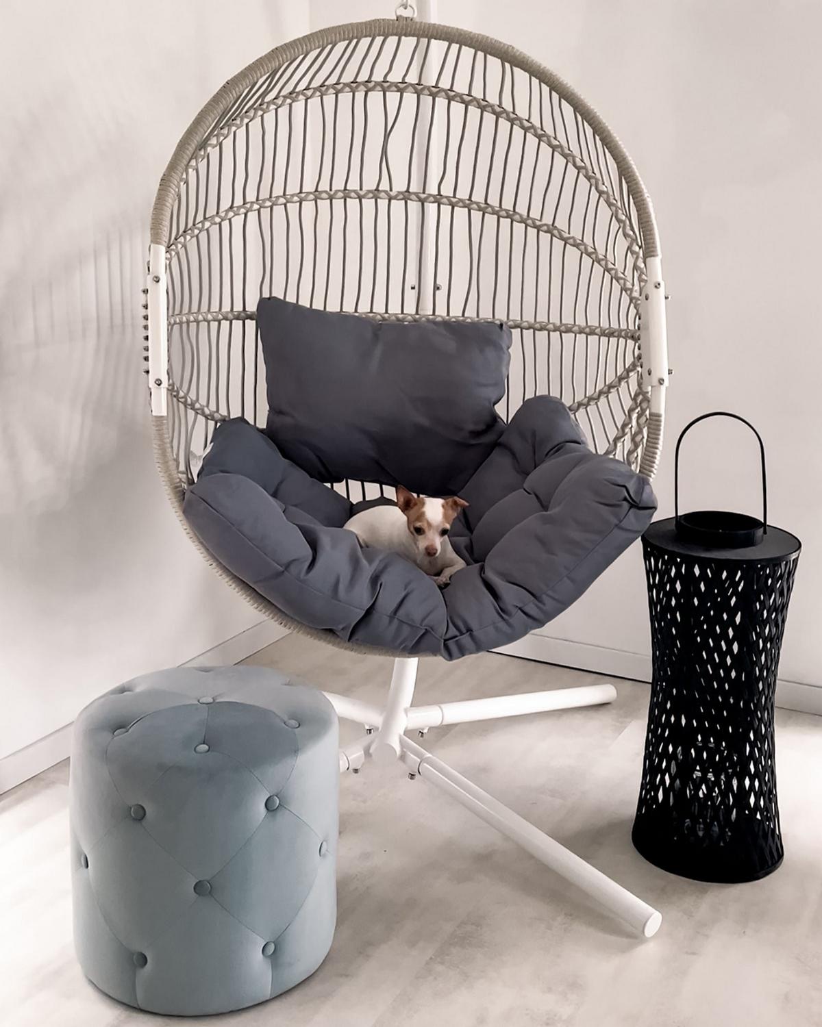 POUF Corolla 40/40/40 cm - Grau, Textil (40/40/40cm) - Beliani