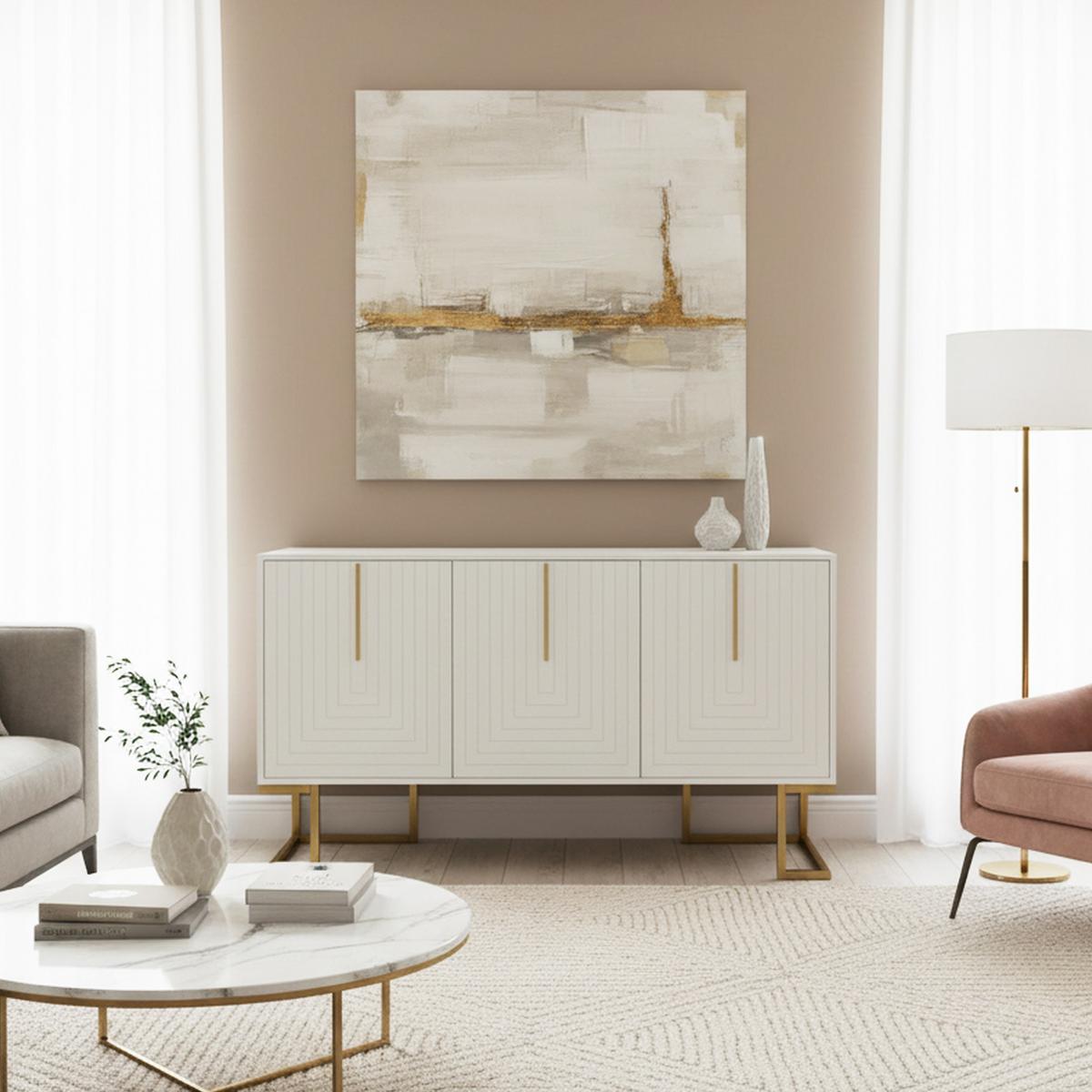 SIDEBOARD Weiß 138/40/80,5CM - Weiß, Holzwerkstoff/Metall (40/81/138cm) - Urban Meuble