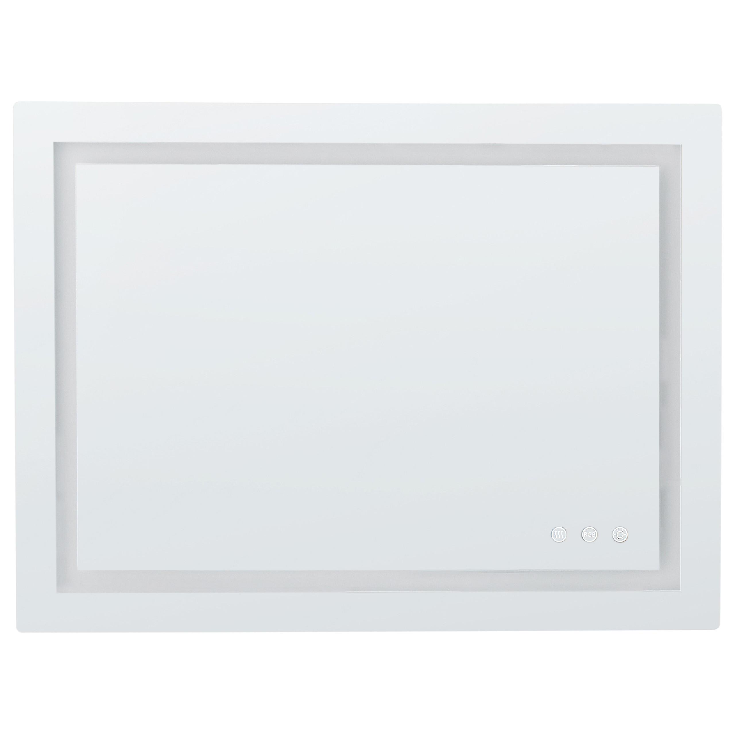 LED-BADEZIMMER-SPIEGEL 80/60 cm Silber Prenois - Silberfarben, Glas (80/60/4cm) - Beliani