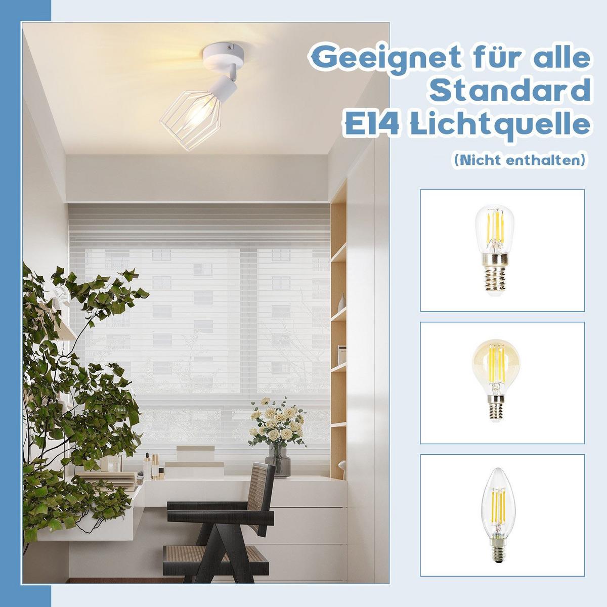 DECKENSTRAHLER Franziska 1-flammig 8/10/10 cm - Weiß, Metall (8/10/10cm) - Nettlife