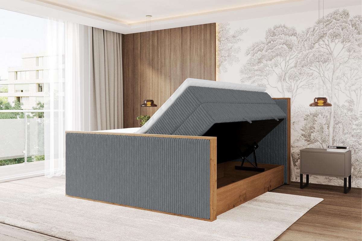 BOXSPRINGBETT LOLLI9 -Z-KING 120x200 - H3/H4 Dunkelgrau - Dunkelgrau, Holzwerkstoff (120/200cm) - ALTDECOR