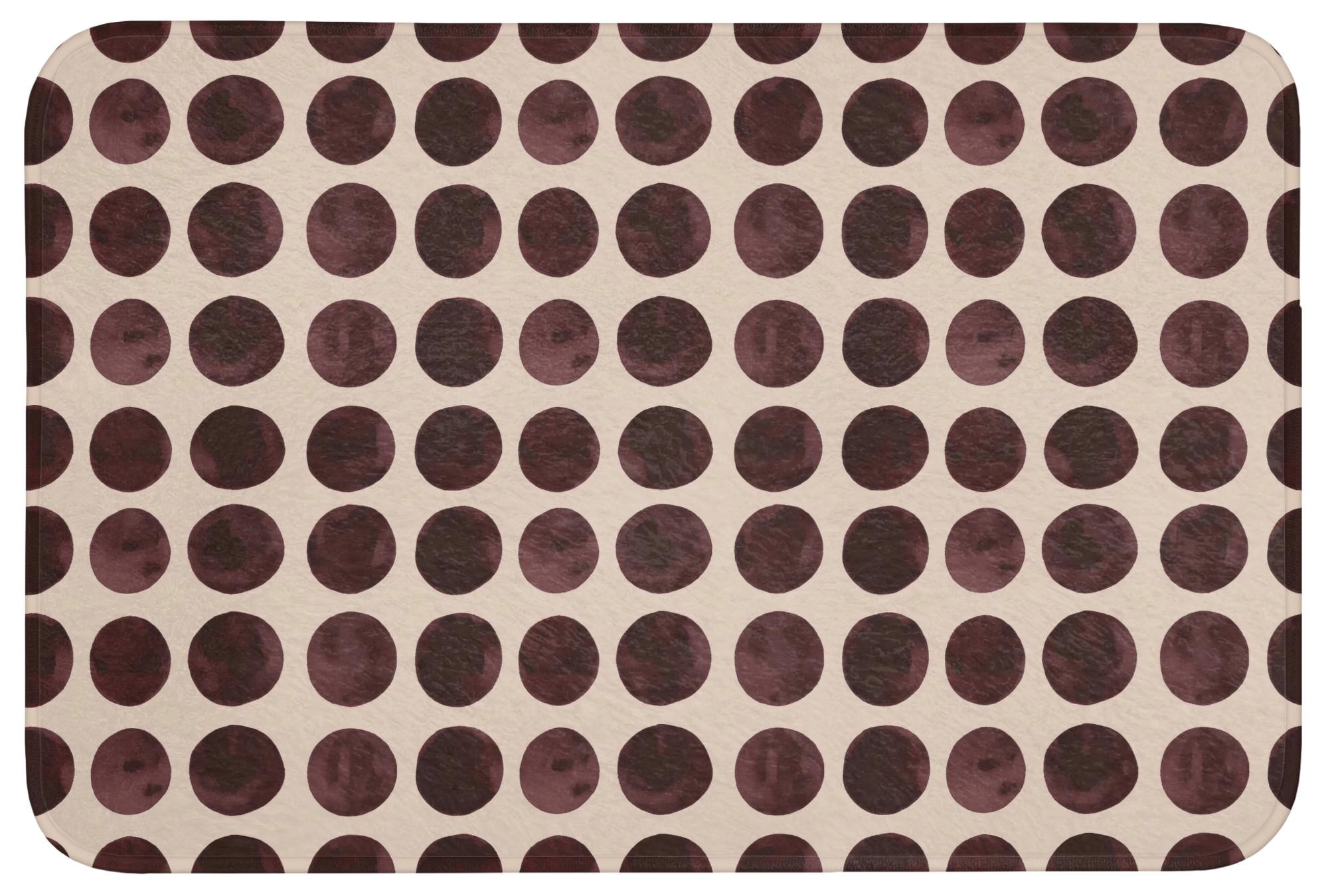 BADEMATTE Polka dots - Muster - Braun Badvorleger 90x60 cm - Bordeaux, Textil (90/60cm) - OnlyWow