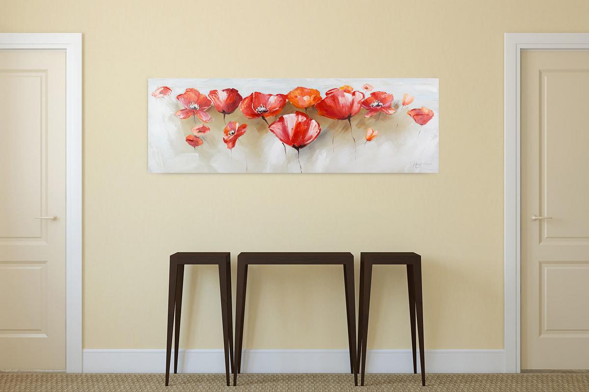 ÖLGEMÄLDE 150/50 cm - Rot, Holz/Textil (150/50cm) - KUNSTLOFT