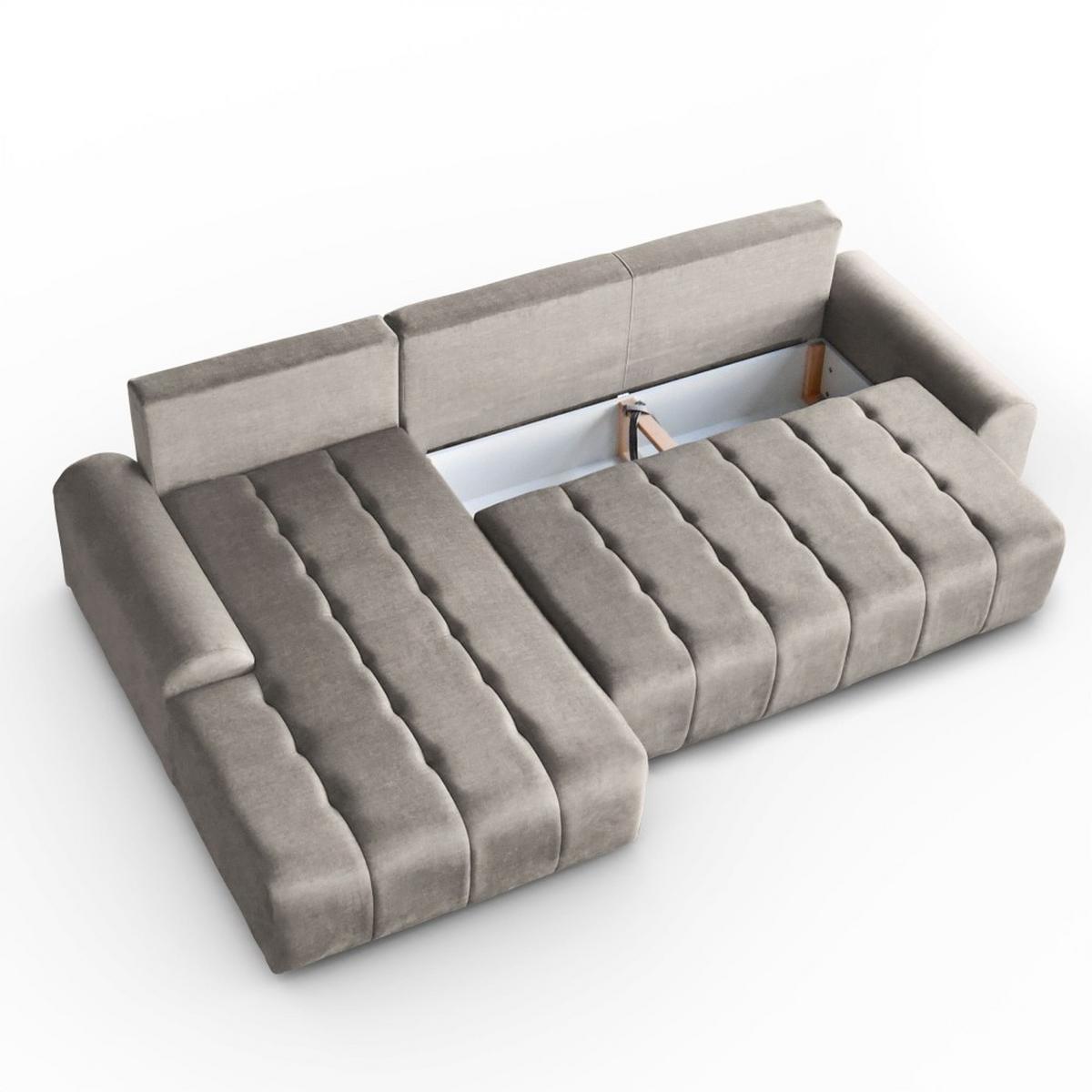 ECKSCHLAFSOFA Costa L taupe links - Taupe/Schwarz, Kunststoff/Textil (290/169cm) - Beautysofa