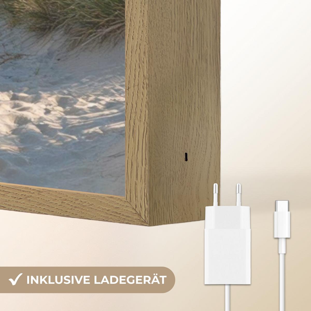 WANDLEUCHTE MIT AKKU Strand - Meer - Düne - Sand - Sommer 40x60 cm - Sandfarben, Holzwerkstoff (40/60/8cm) - OnlyWow