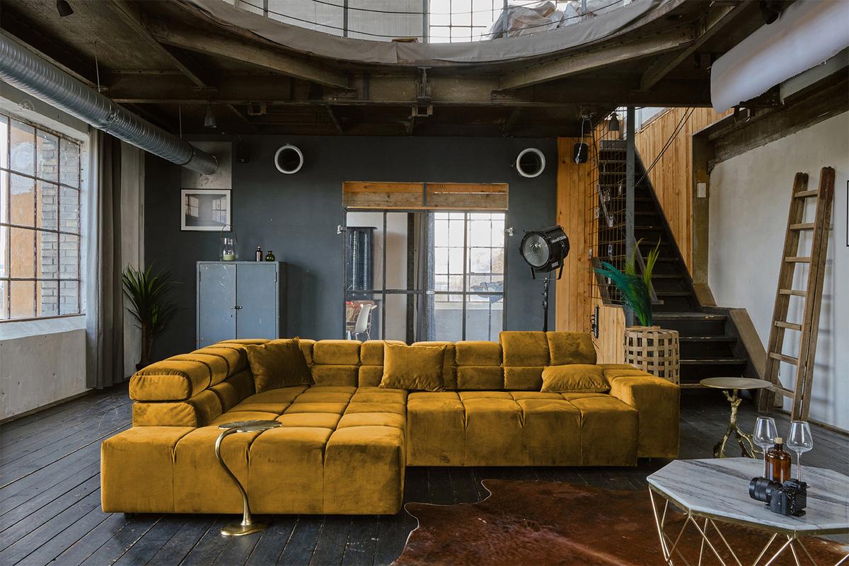 ECKSOFA MIT MOTORISCHEM SITZVORZUG NEVADA Gelb Velvet Relaxfunktion - Currygelb/Gelb, Textil (319/215cm) - KAWOLA