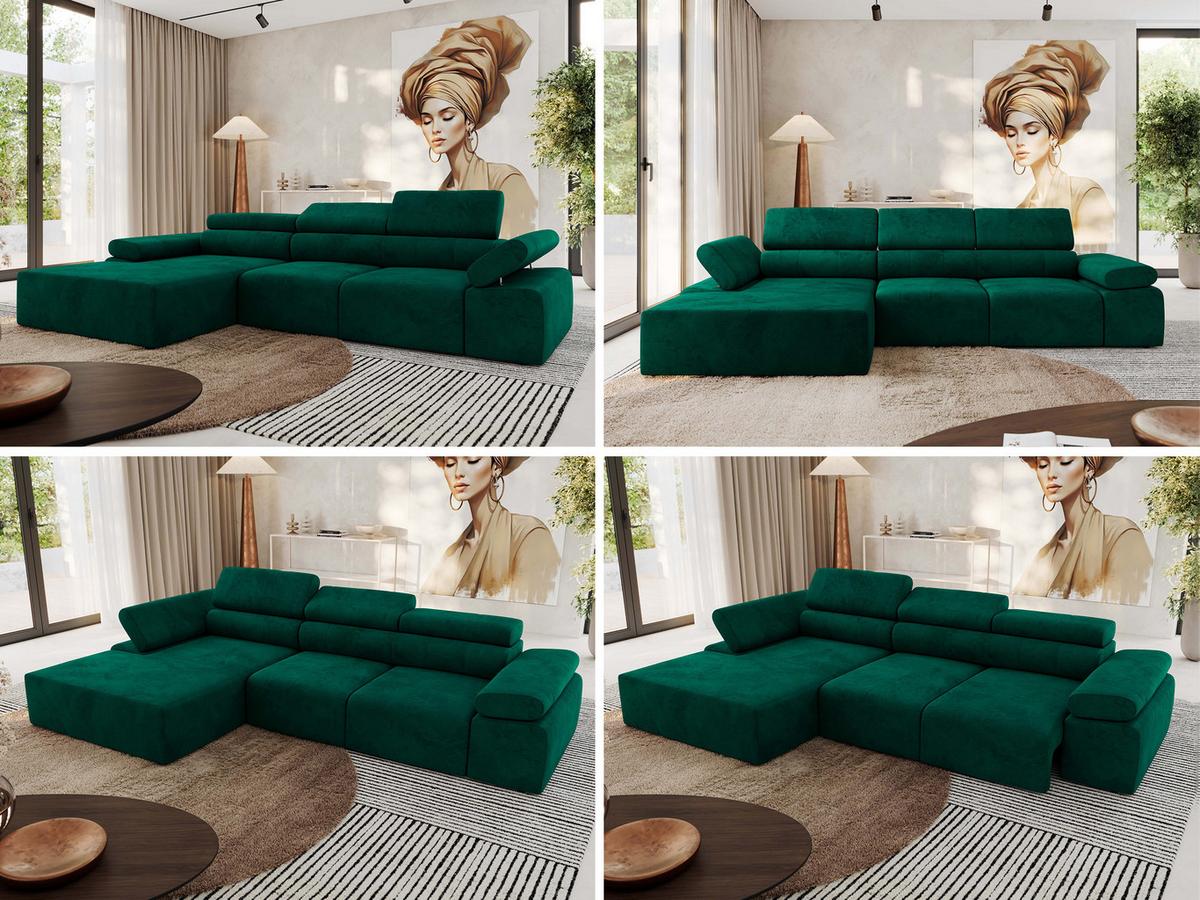 ECKSOFA RILASSO L Dunkelgrün Velvet - links - Dunkelgrün/Schwarz, Kunststoff/Textil (296/174cm) - MKS
