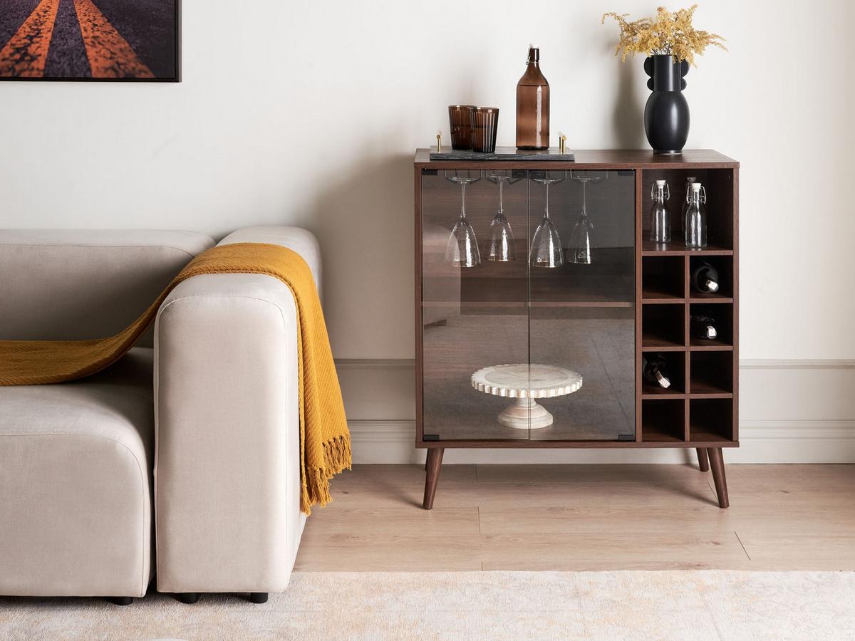 WEINREGAL Dunkelbraun Tullamore - Braun, Holzwerkstoff (84/91/39cm) - Beliani