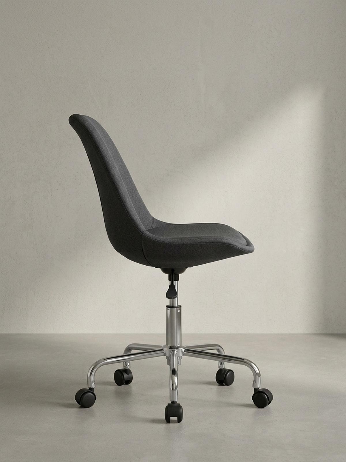 SCHALENSTUHL mit 360° Drehfunktion MESCHIO, Schwarz 65x65x94 cm - Silberfarben/Schwarz, Textil/Metall (65/94/65cm) - KADIMA DESIGN