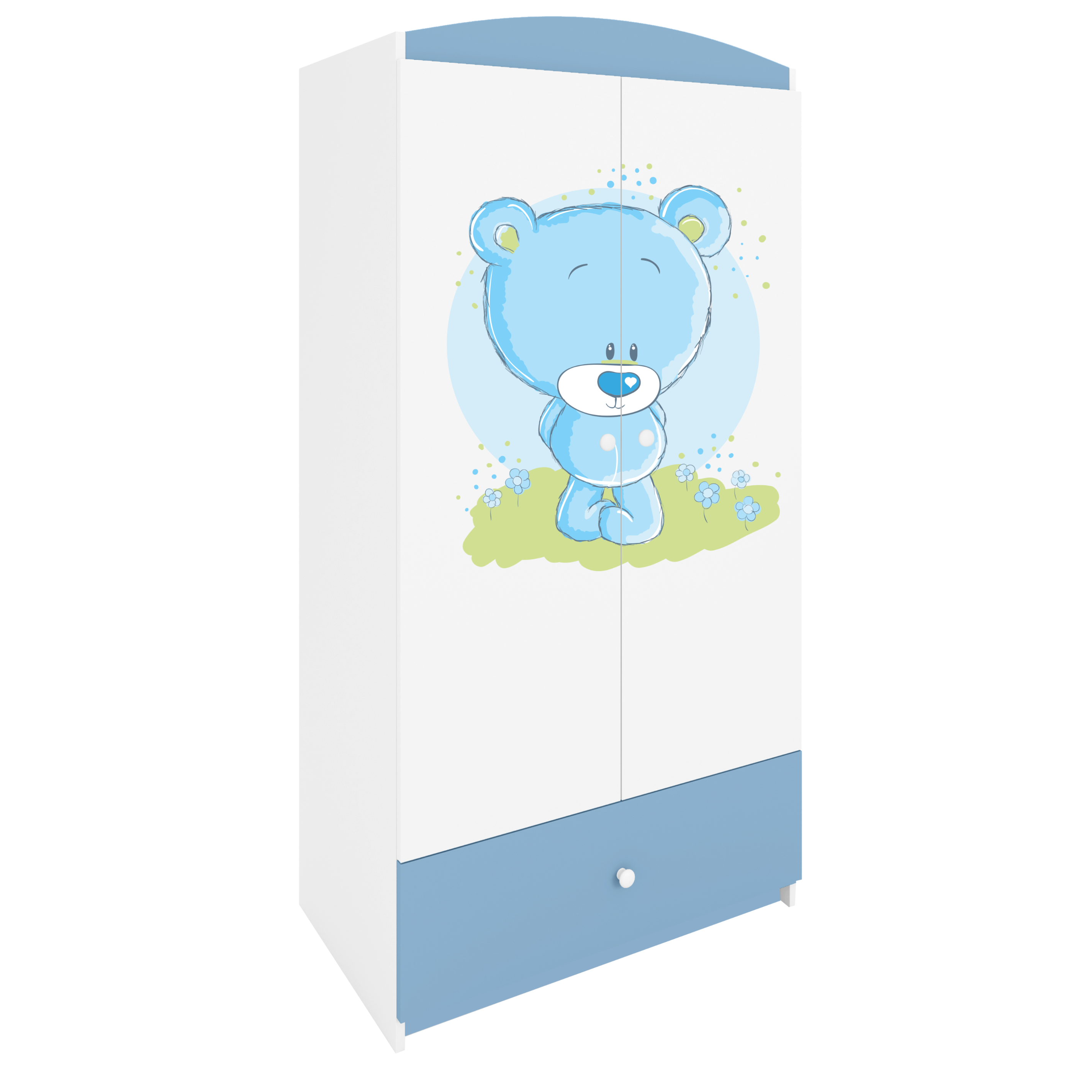 KINDERKLEIDERSCHRANK Blaubär - Blau, Holzwerkstoff (90/175/52cm) - RAUMHIRSCH FURNITURE