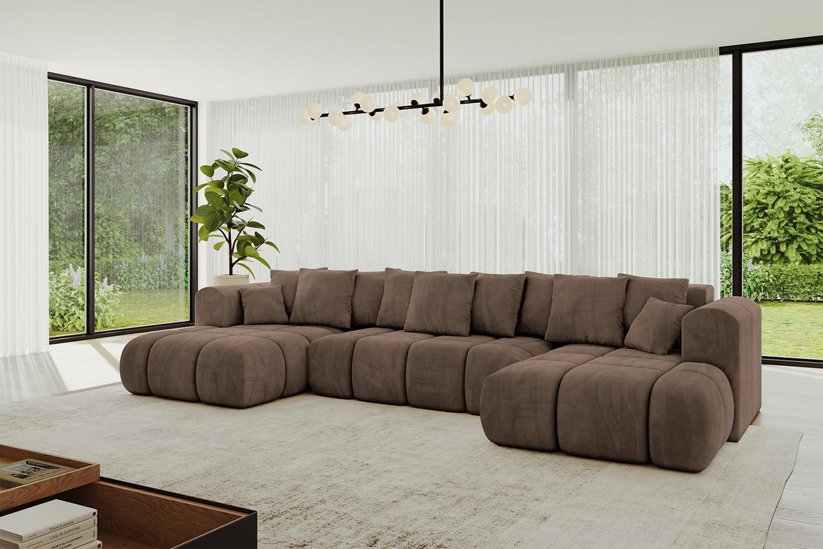 WOHNLANDSCHAFT CLOUD-U-v1 405x185x90 Braun Velours - Braun, Holzwerkstoff/Kunststoff (405/90/185cm) - ALTDECOR