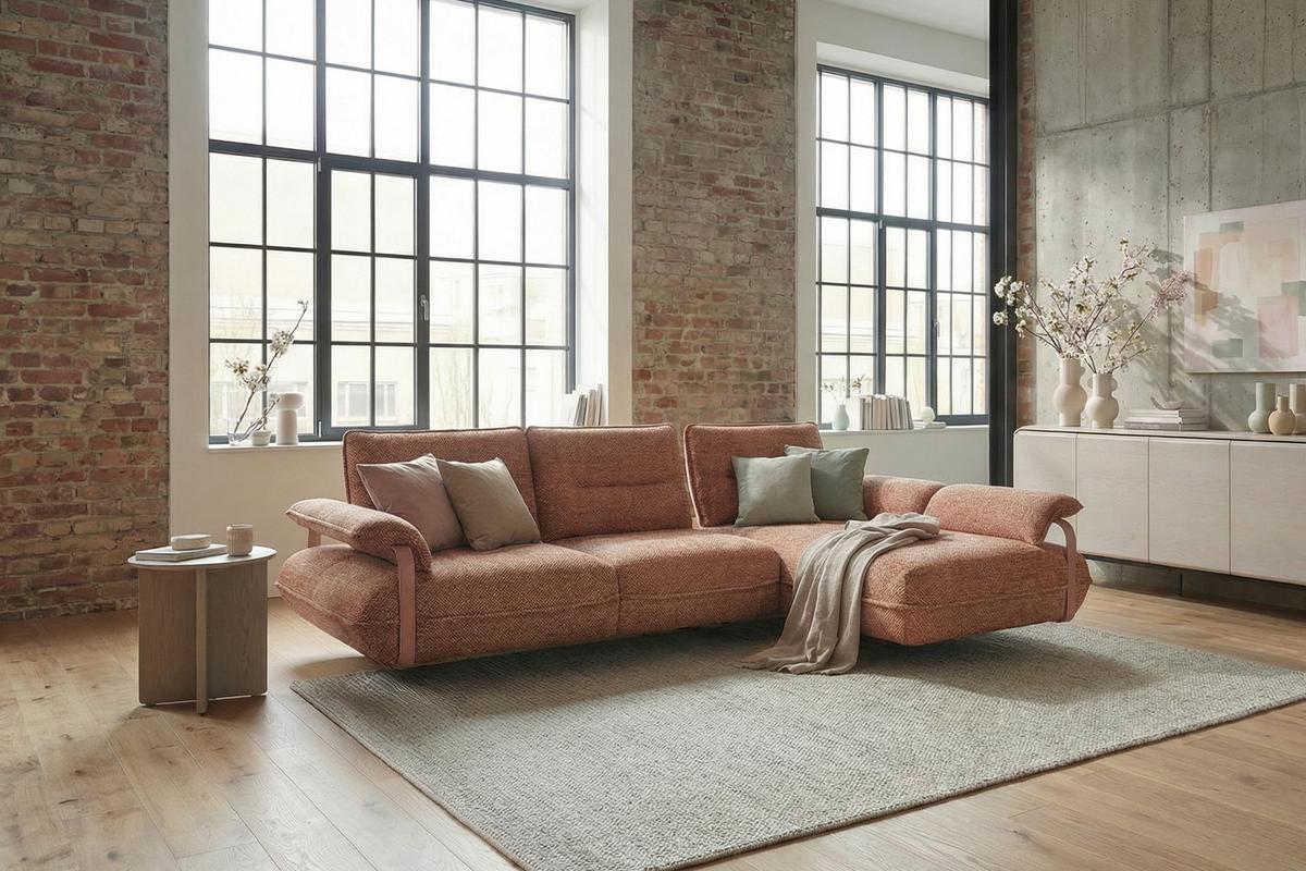 ECKSOFA ANISSA Braun Flachgewebe - Schwarz/Braun, Kunststoff/Textil (185/297cm) - KAWOLA