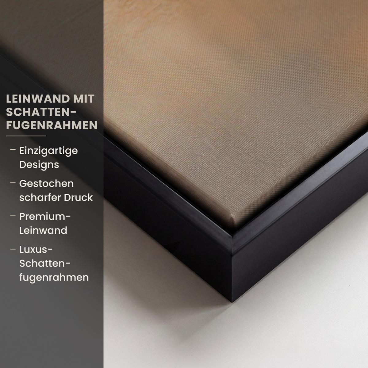 LEINWAND Bilder mit Rahmen - Kunst - Industriell - Grau - Braun - Abstrakt - 140x90 - Sandfarben, Textil (140/90cm) - MuchoWow