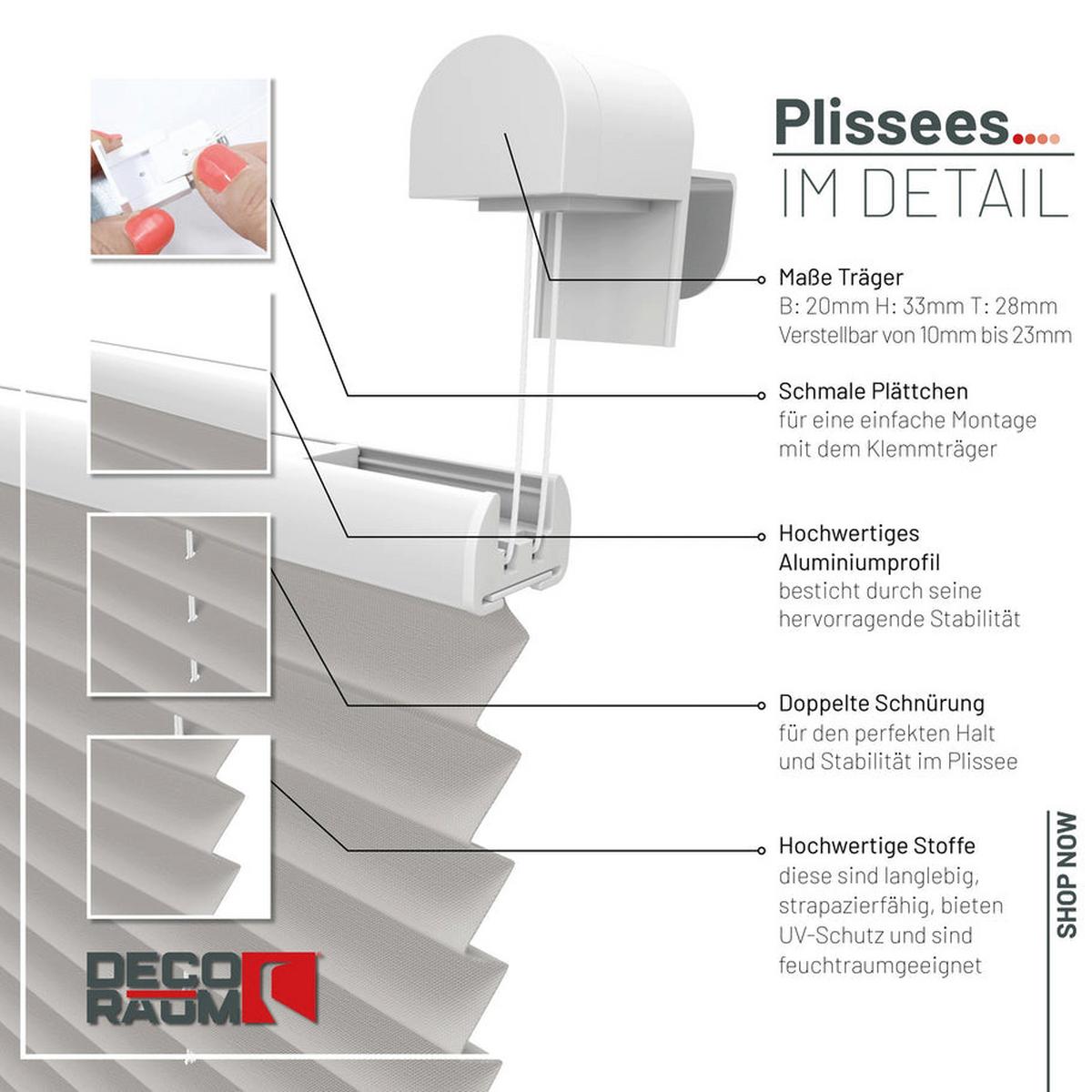 PLISSEE Basic 80 x 210cm Klemmfix ohne Bohren - Silberfarben, Textil (80/210cm) - Deco-Raum