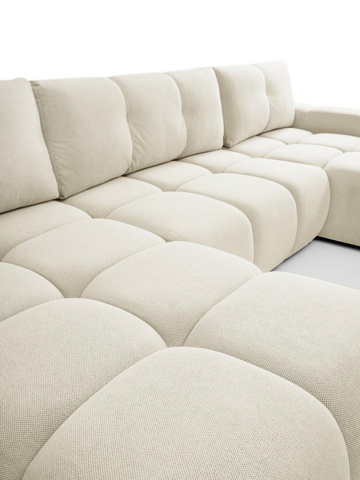 WOHNLANDSCHAFT DUCA U Beige Jersey mit Schlaffunktion - Beige, Holz (359/88/177cm) - MASSENO