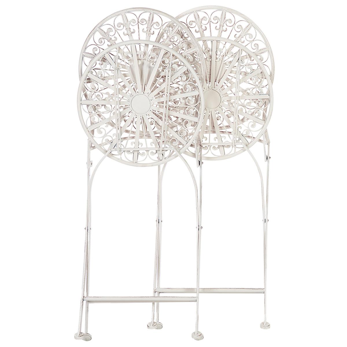 GARTENSTUHL 2er-Set Metall weiß Scafa - Weiß, Metall (45/94/47cm) - Beliani