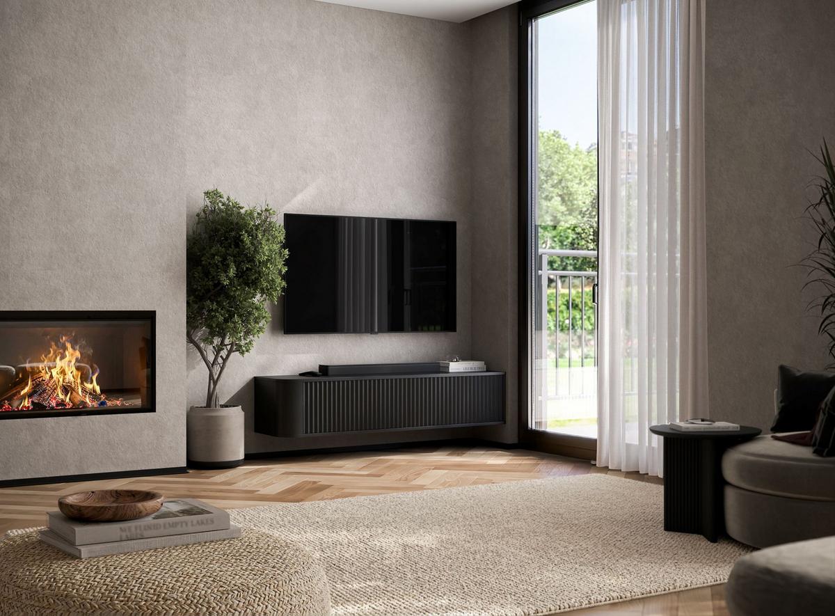 TV-LOWBOARD Aurora Schwarz matt 140 cm - Schwarz, Holzwerkstoff (140/30/35cm) - Meble Lindner