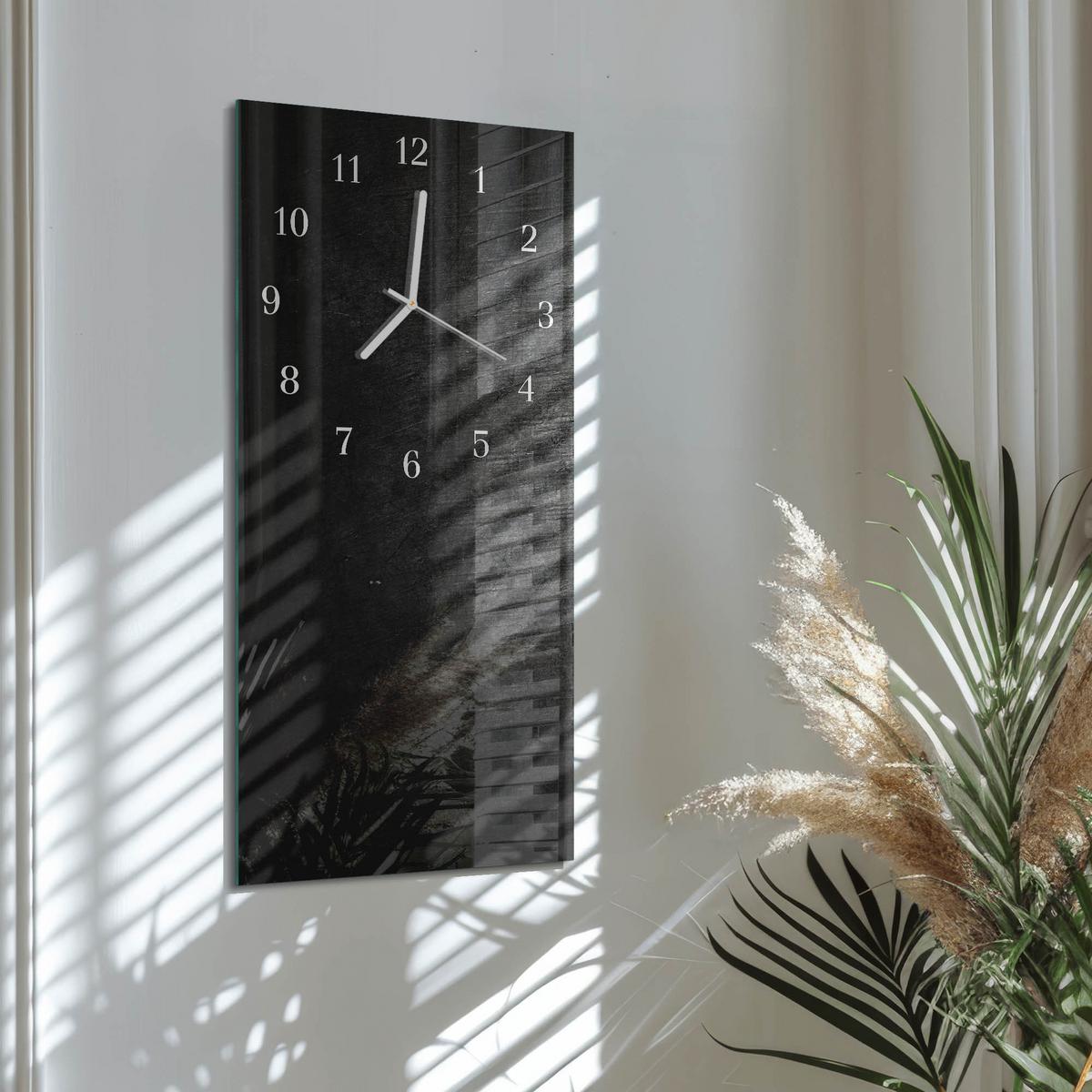 WANDUHR aus Glas 30x60 cm - Platte - Schwarz, Glas (30/60/0.4cm) - TULUP