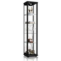 GLASVITRINE 33/37/176 cm mit Spiegel, LED, Schloss & 4 höhenverstellbaren Glasböden - Transparent/Silberfarben, Glas/Holzwerkstoff (37/176/33cm) - K-Möbel