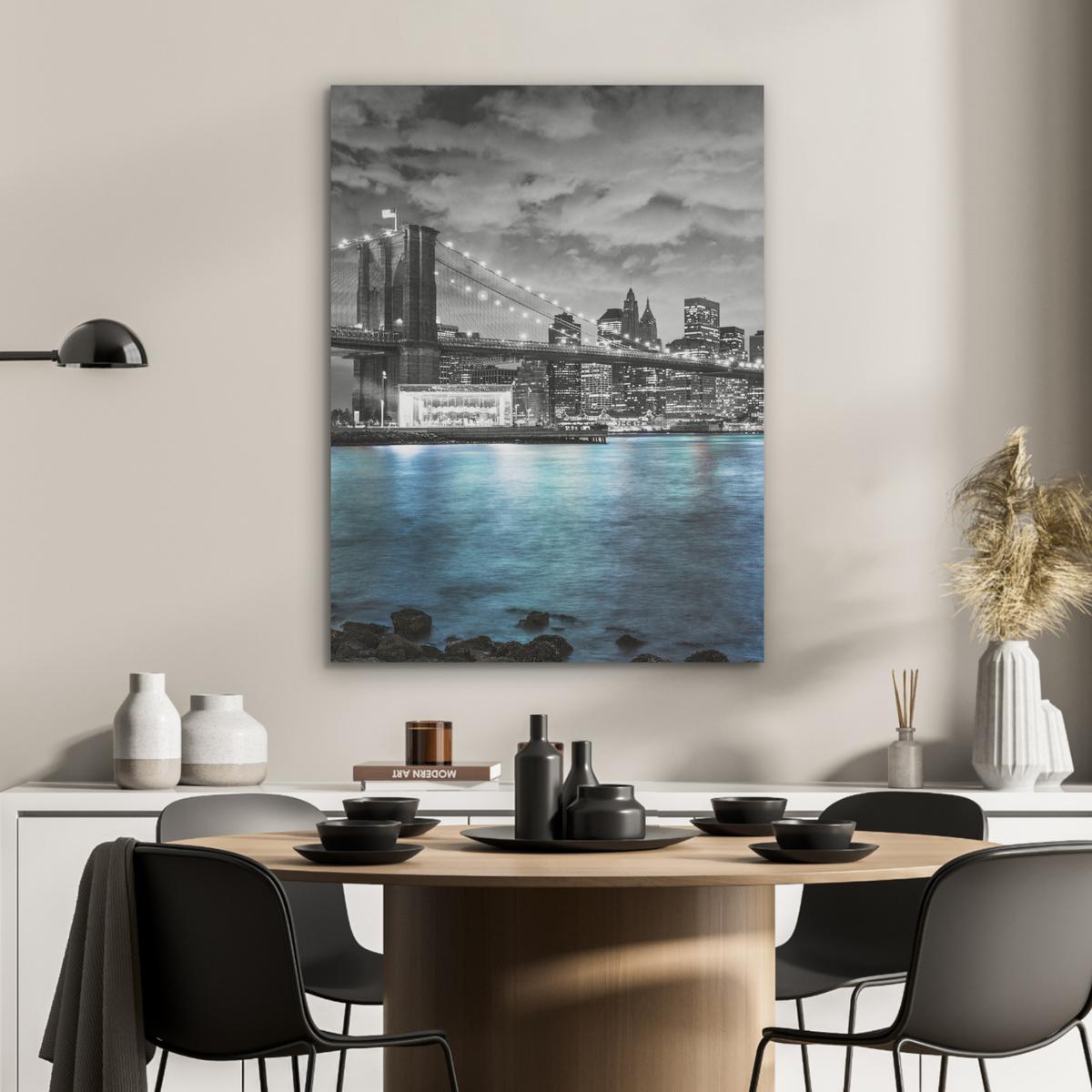 AKUSTIKBILD New York - Skyline - Stadt - Blau Wandbilder 60x80 cm - Blaugrau, Kunststoff (60/80/0.9cm) - MuchoWow