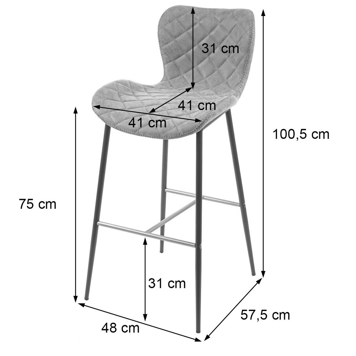 BARHOCKER Grau 2er-Set - Grau, Textil (48/100/57cm) - MCW