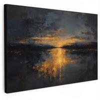 LEINWANDBILD Goldene Reflexion auf dem Wasser Wohnzimmer Groß 120x80 cm - Anthrazit, Textil (120/80cm) - MuchoWow