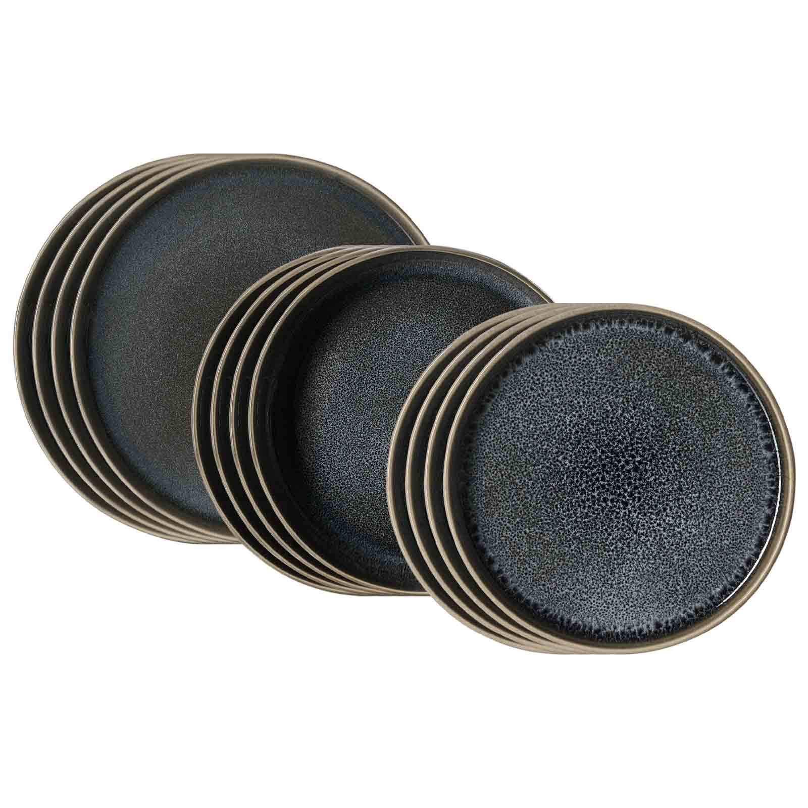 TELLER-SET Eda grau 12-tlg. - Grau, Keramik (2/2/2cm) - Ritzenhoff Breker