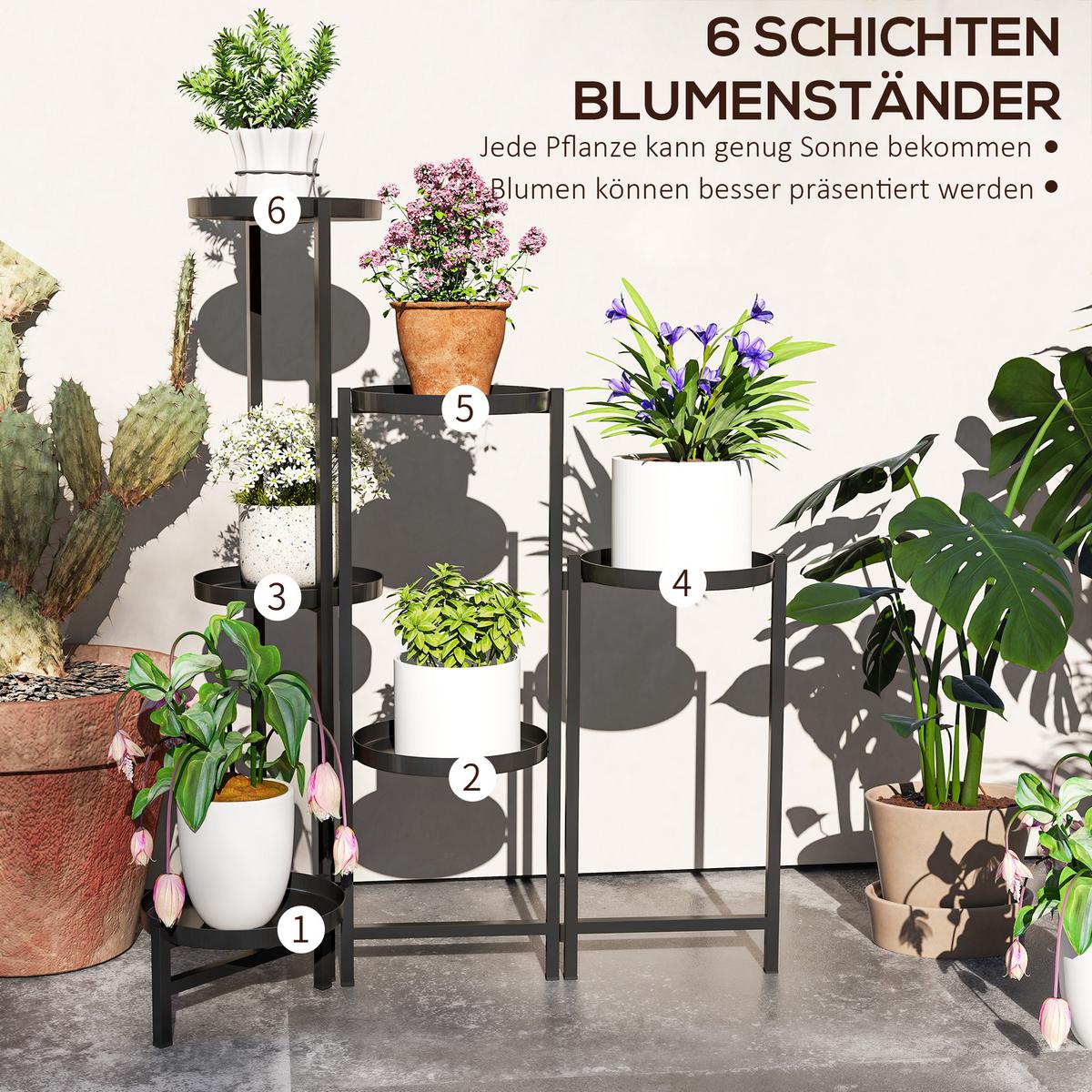 PFLANZENSTÄNDER Metall Schwarz - Schwarz, Metall (40/80/60cm) - Outsunny