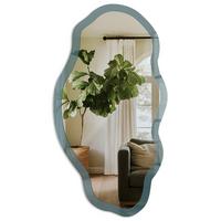 SPIEGEL 90x45 cm asymmetrisch mit Druck - Matt-türkis - Transparent, Glas (45/90/0.4cm) - TULUP